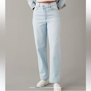 AE | 0 Short | light wash Strigid Highest Waist Crossover Baggy Straight Jean 25